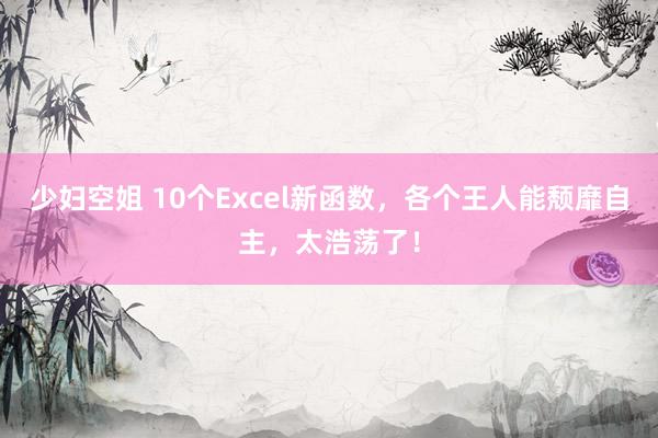 少妇空姐 10个Excel新函数，各个王人能颓靡自主，太浩荡了！