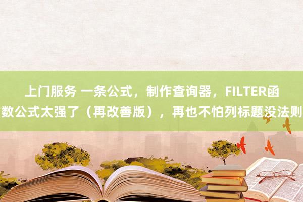 上门服务 一条公式，制作查询器，FILTER函数公式太强了（再改善版），再也不怕列标题没法则